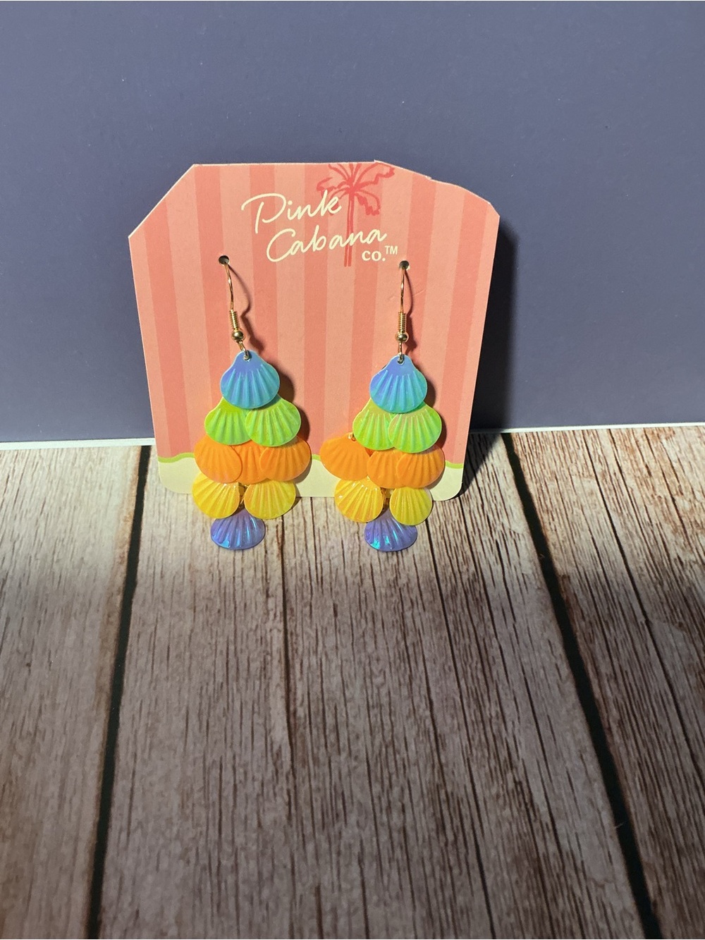 Pink Cabana Multi Color Iridescent Cascading Seashell Earrings